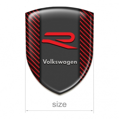 VW Tuning Emblem Red carbon with R Logo 
