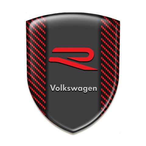 VW Tuning Emblem Red carbon with R Logo 
