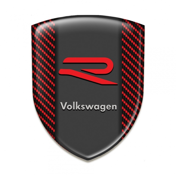 VW Tuning Emblem Red carbon with R Logo 