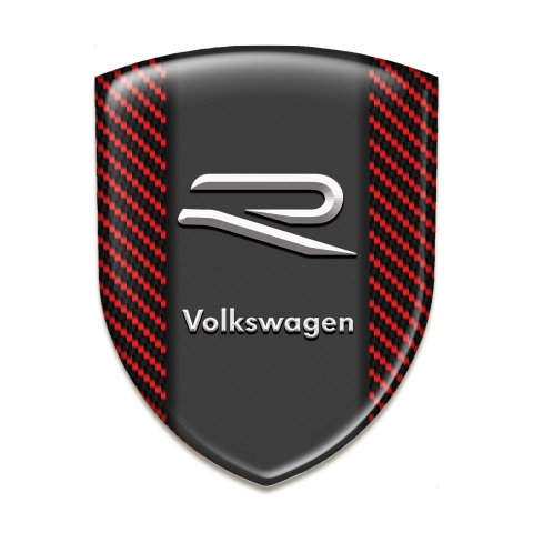 VW 3D Gel Emblem Red Carbon R Logo Design 