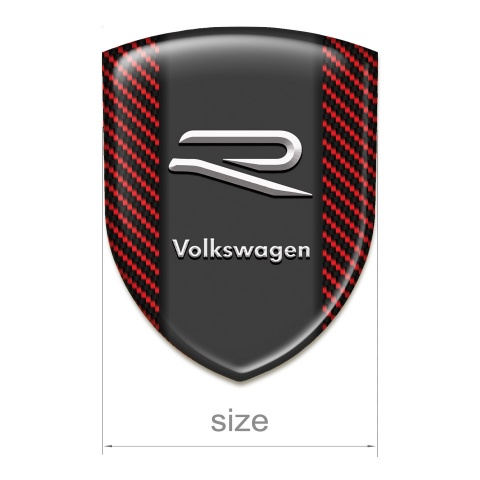VW 3D Gel Emblem Red Carbon R Logo Design 