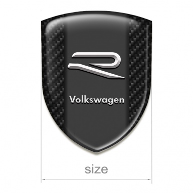 VW Emblem Exterior Black carbon with Grey R logo 