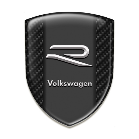 VW Emblem Exterior Black carbon with Grey R logo 