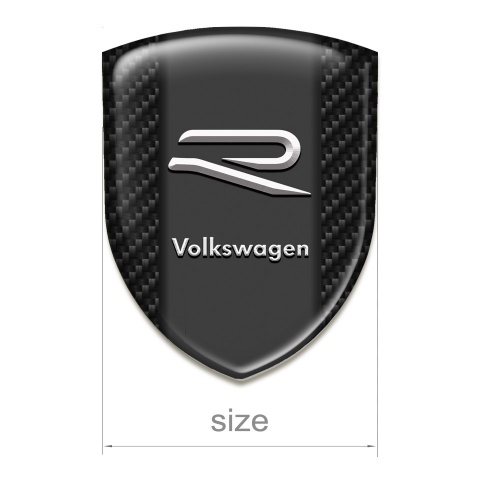 VW Emblem Exterior Black carbon with Grey R logo 