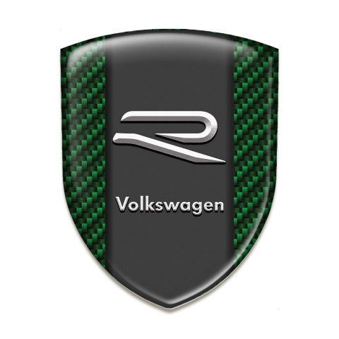 VW Emblem Interior Green Carbon with Grey R Logo Style 