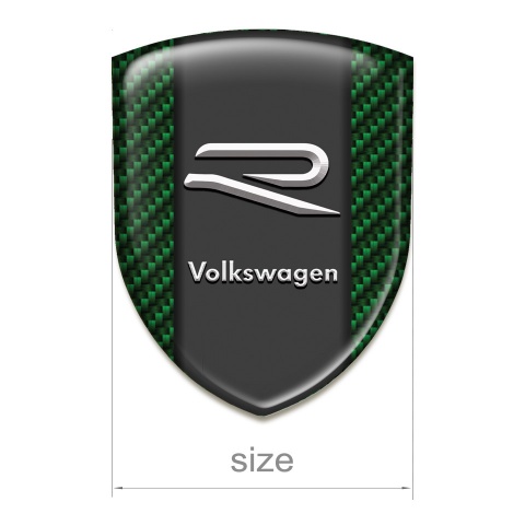 VW Emblem Interior Green Carbon with Grey R Logo Style 