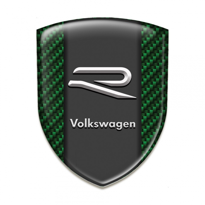 VW Emblem Interior Green Carbon with Grey R Logo Style 