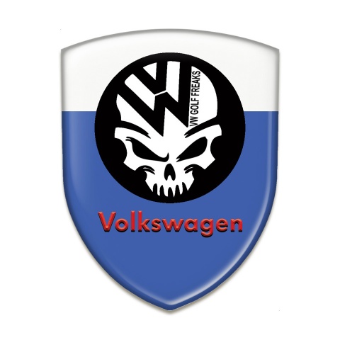 VW Tuning Emblem Blue white Base Skull Logo 