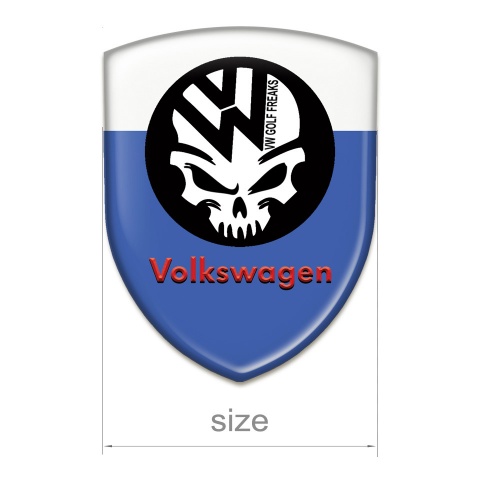 VW Tuning Emblem Blue white Base Skull Logo 