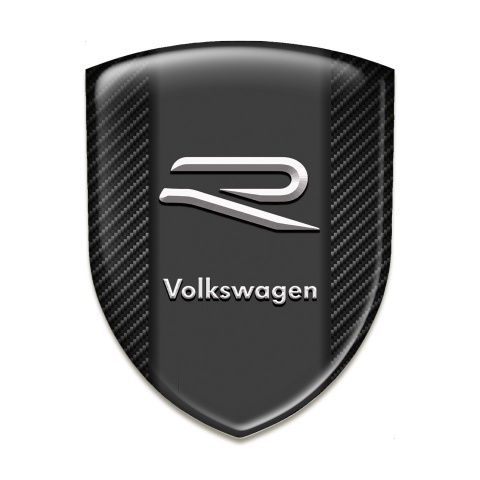 VW Car Accessories Badge Dark Carbon Grey R Logo 