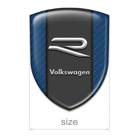 VW Silicone Car Decal Badge Navy Blue Carbon Base Grey R Logo 
