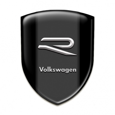 VW Silicone Badge Black Base Grey R Logo 