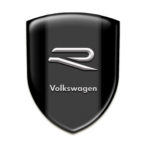 VW Silicone Badge Black Base Grey R Logo 