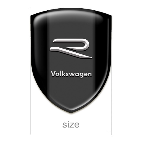 VW Silicone Badge Black Base Grey R Logo 