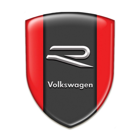 VW Auto Emblem Red Print Grey R Logo 