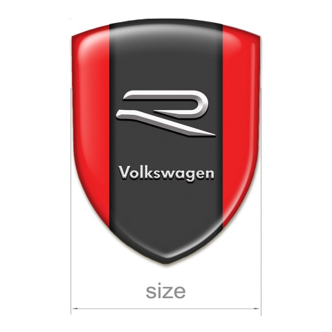 VW Auto Emblem Red Print Grey R Logo 