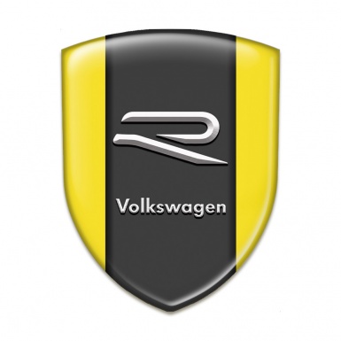 VW Tuning Emblem Yellow Print Grey R Logo