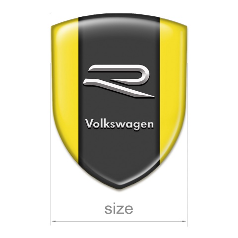 VW Tuning Emblem Yellow Print Grey R Logo