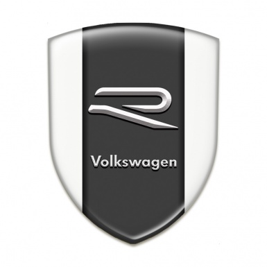 VW Self Adhesive Emblem Logo White Base Grey R Logo 