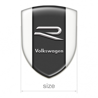VW Self Adhesive Emblem Logo White Base Grey R Logo 