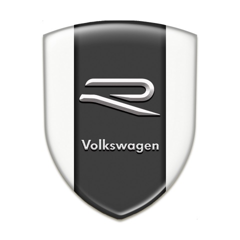 VW Self Adhesive Emblem Logo White Base Grey R Logo 