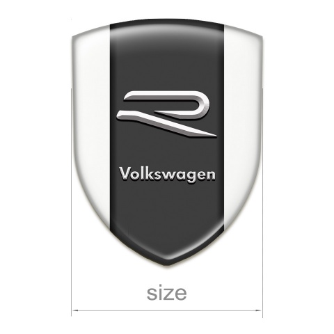 VW Self Adhesive Emblem Logo White Base Grey R Logo 