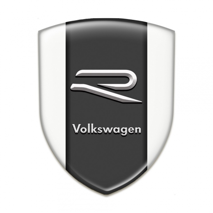 VW Self Adhesive Emblem Logo White Base Grey R Logo 