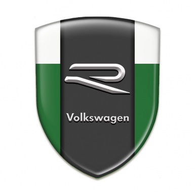 VW Silicone Emblem Green White Base Grey R Logo 