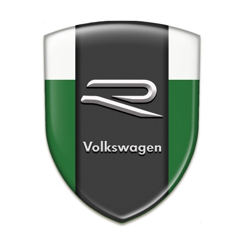 VW Silicone Emblem Green White Base Grey R Logo 