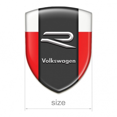 VW Resin Sticker Red White Print Grey R Logo 