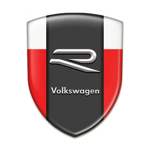 VW Resin Sticker Red White Print Grey R Logo 