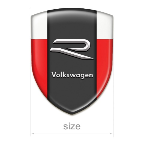 VW Resin Sticker Red White Print Grey R Logo 