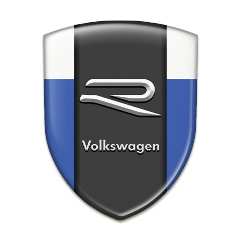 VW 3D Gel Emblem Blue White Print Grey R Logo 