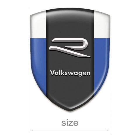 VW 3D Gel Emblem Blue White Print Grey R Logo 