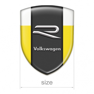 VW 3D Gel Emblem Yellow White print Grey R Logo 