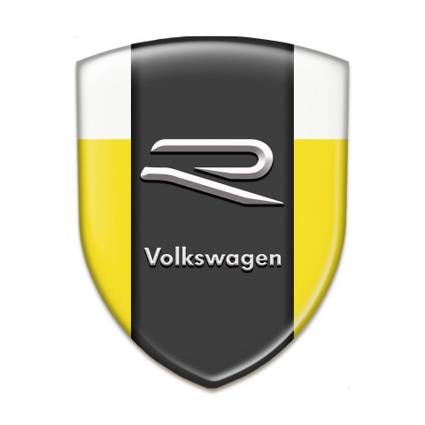 VW 3D Gel Emblem Yellow White print Grey R Logo 
