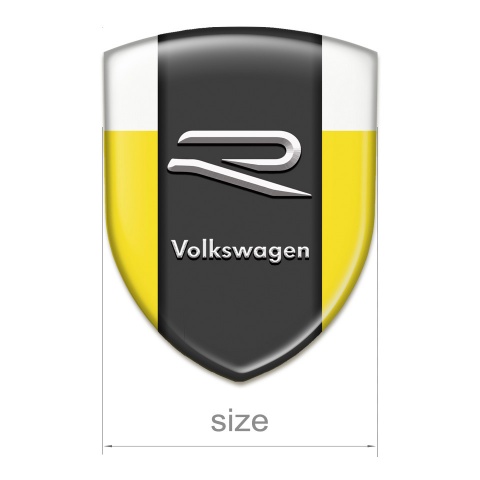 VW 3D Gel Emblem Yellow White print Grey R Logo 