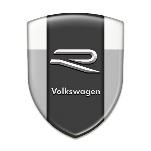 VW Emblem Exterior Grey White Base R Logo Style