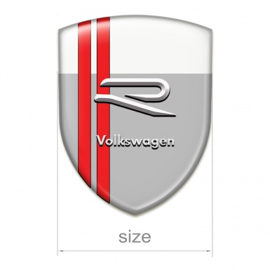 VW Emblem Interior Grey White Base With Red Lines Design 