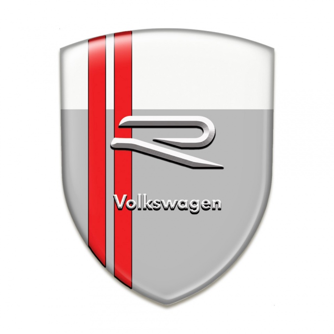 VW Emblem Interior Grey White Base With Red Lines Design 