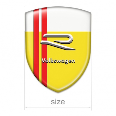 VW Car Accessories Badge Yellow White Base Red lines style