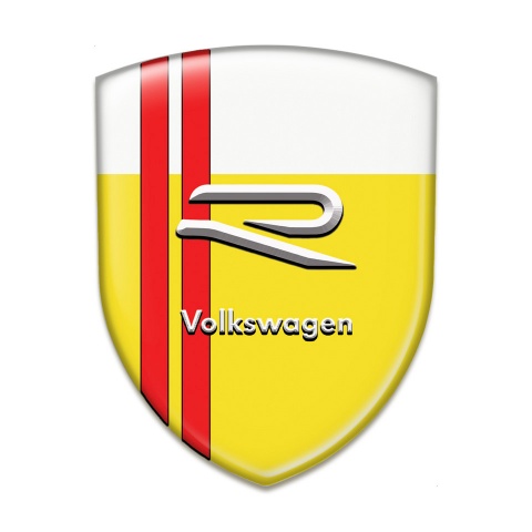 VW Car Accessories Badge Yellow White Base Red lines style