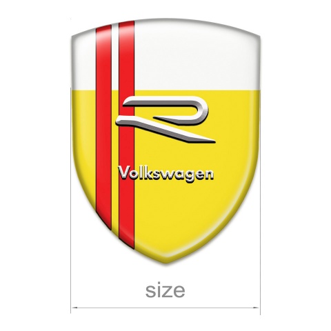 VW Car Accessories Badge Yellow White Base Red lines style