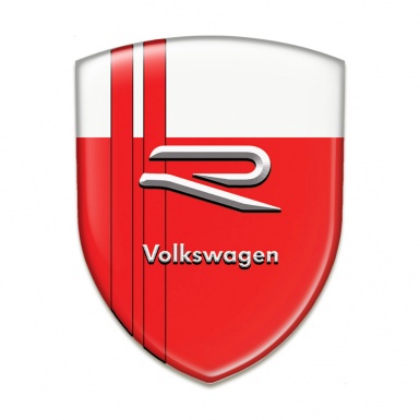 VW Car Interior Badge Red White Base Red Lines Design 