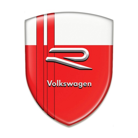 VW Car Interior Badge Red White Base Red Lines Design 