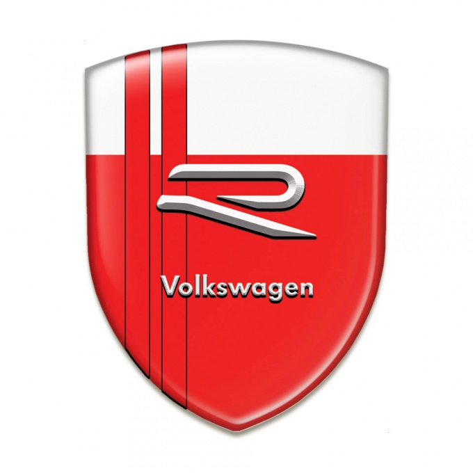 VW Car Interior Badge Red White Base Red Lines Design 