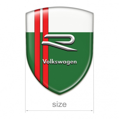VW Silicone Car Decal Badge Green White Base Red Lines Decoration 