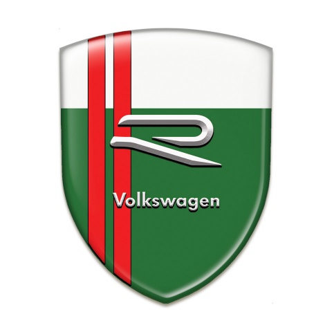 VW Silicone Car Decal Badge Green White Base Red Lines Decoration 
