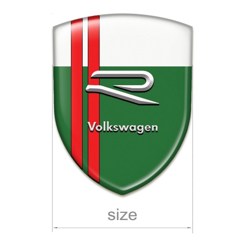 VW Silicone Car Decal Badge Green White Base Red Lines Decoration 