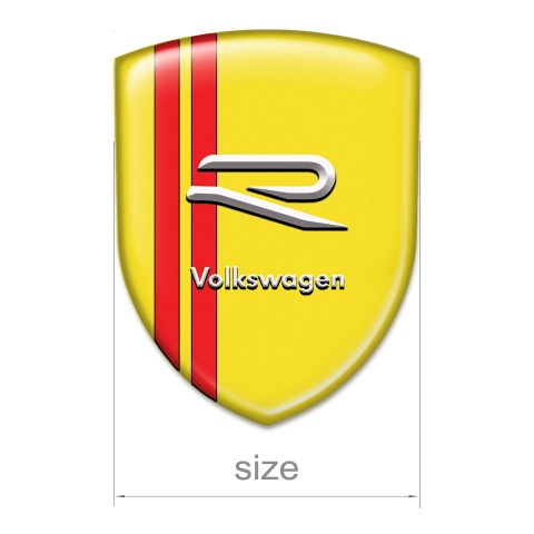 VW Tuning Emblem Yellow Print Red Stripes Design 